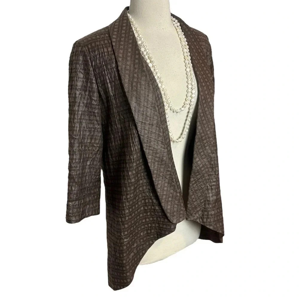 Vintage Alberto Makali M lightweight brown 3/4 sleeve jacket blazer